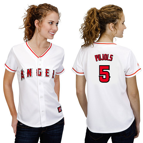 Albert Pujols #5 mlb Jersey-Los Angeles Angels of Anaheim Women's Authentic Home White Cool Base Baseball Jersey